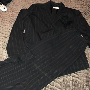 Black and whit pinstripe skirt suit